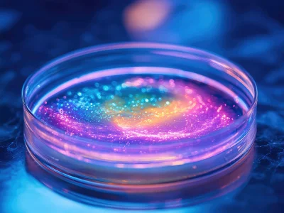 Petrischale mit buntem Inhalt